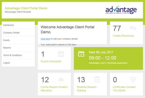 Advantage Accreditation client portal